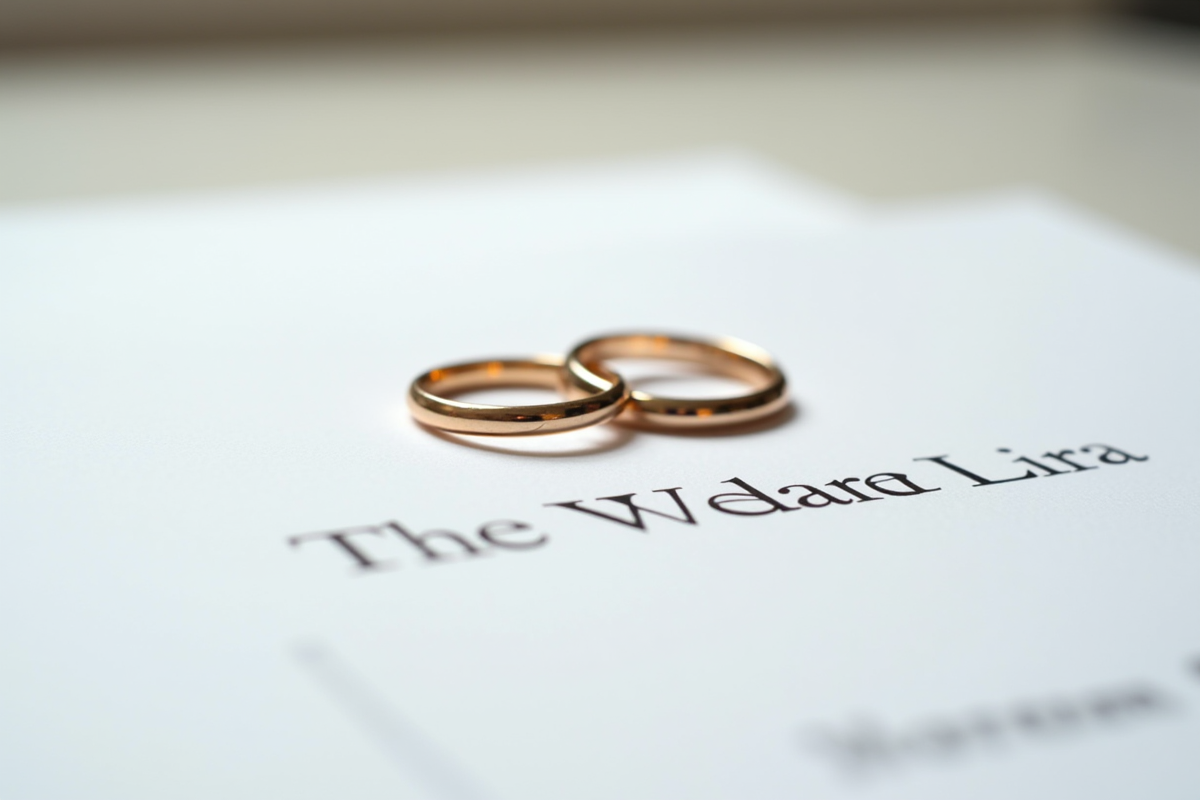 Alliances de mariage sur document en gros plan