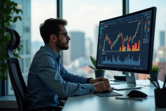 Analyste financier étudiant des graphiques colorés en 2025