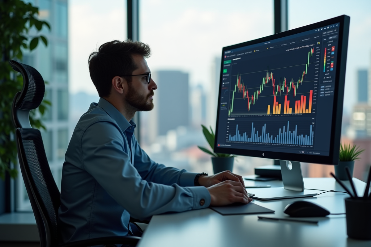 Analyste financier étudiant des graphiques colorés en 2025