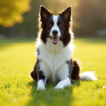 Border Collie croise Australian Shepherd en plein air ensoleille