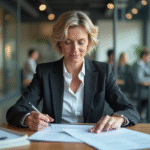 Femme d affaires en réunion dans un bureau moderne