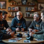 Groupe de vétérans Battlefield discutant autour d'une table