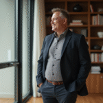 Homme d'affaires souriant dans un bureau moderne