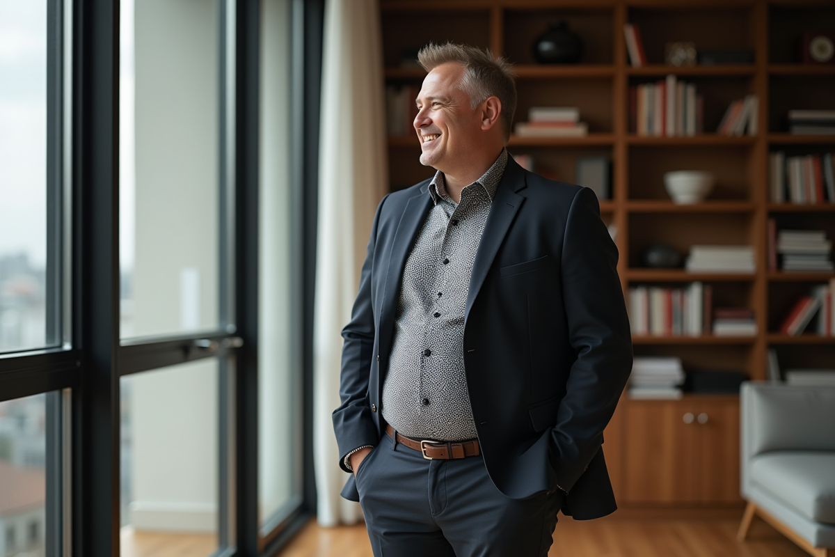 Homme d'affaires souriant dans un bureau moderne