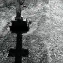 grayscale photography of gray tombstone