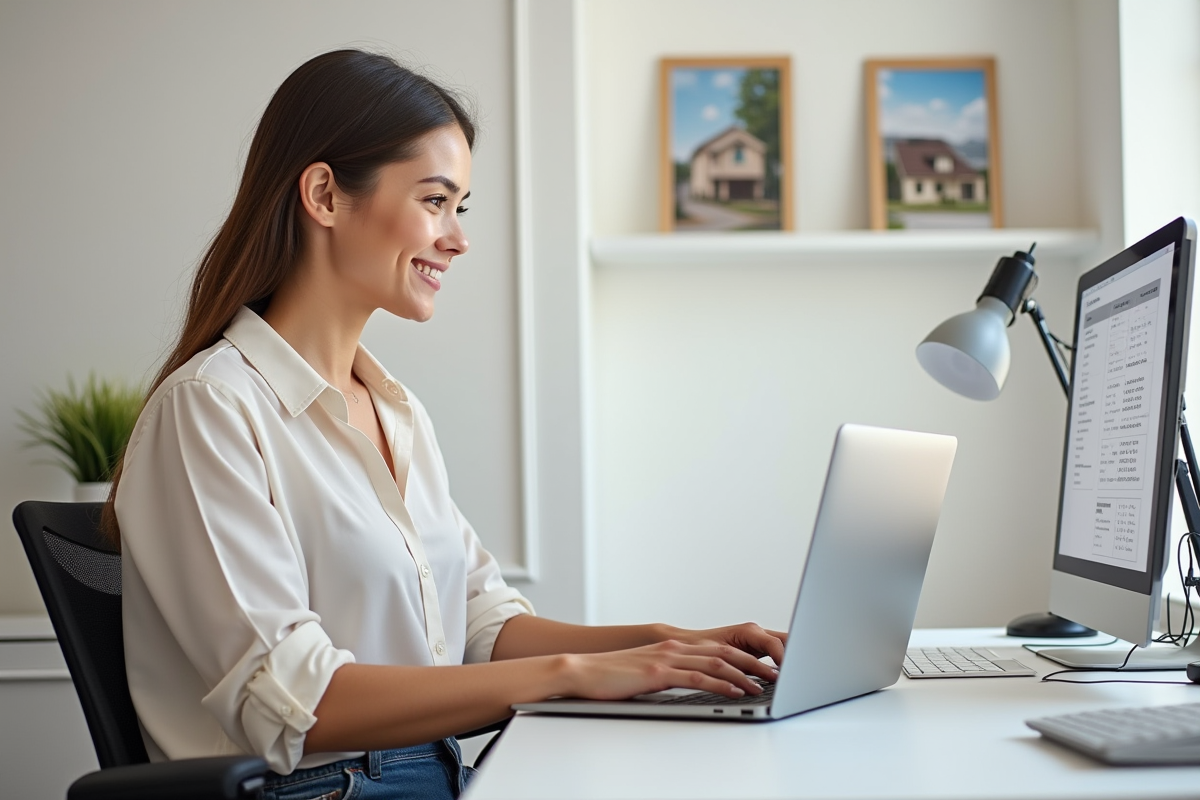 Jeune femme travaillant sur un ordinateur portable dans un bureau