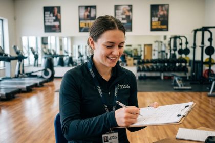Jeune femme sportive souriante à la salle de sport