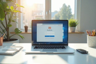 Ordinateur portable affichant la page de connexion Roundcube