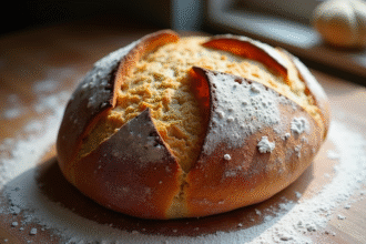 Pain artisanal croustillant avec croûte rustique