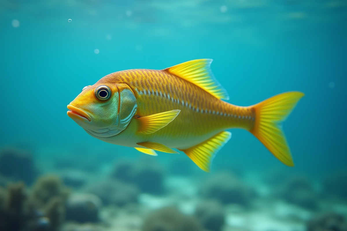 Poisson yellowtail nageant dans l