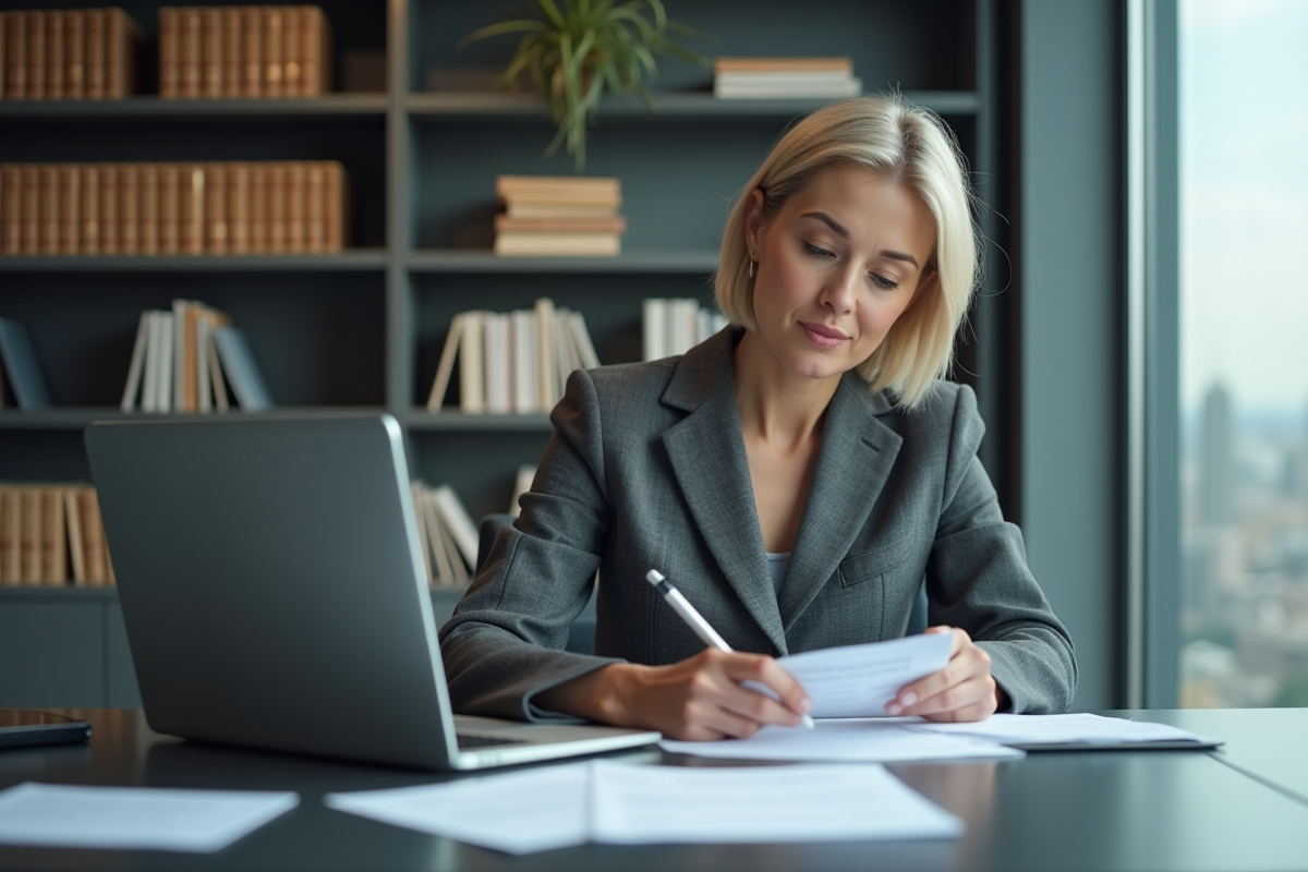 Femme traductrice en bureau moderne et professionnel